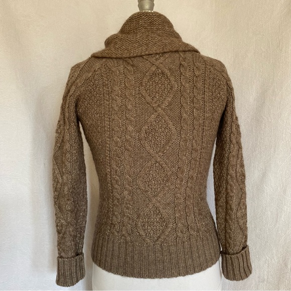 TNA Aritzia XS/S zip front cable sweater mocha - Picture 4 of 8